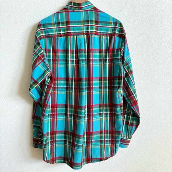 Cinch Red Blue Green Plaid Western Button Down Long Sleeve Shirt Men’s Medium - Picture 5 of 7